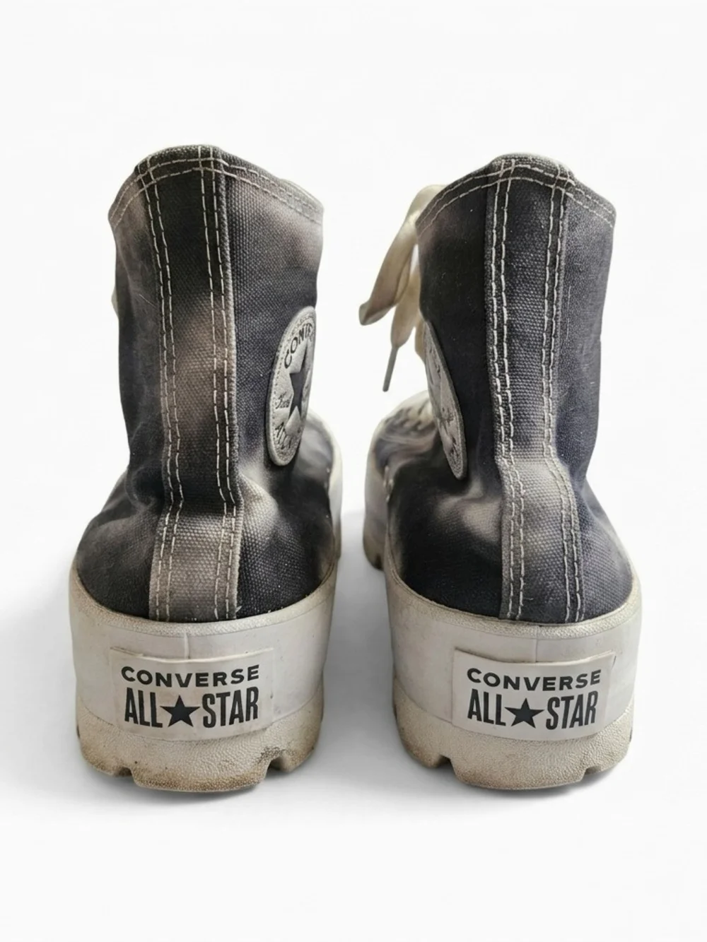 Converse Chuck Taylor Lugged Tie Dye High Top Platform Sneakers Black Grey 9 - Picture 4 of 13